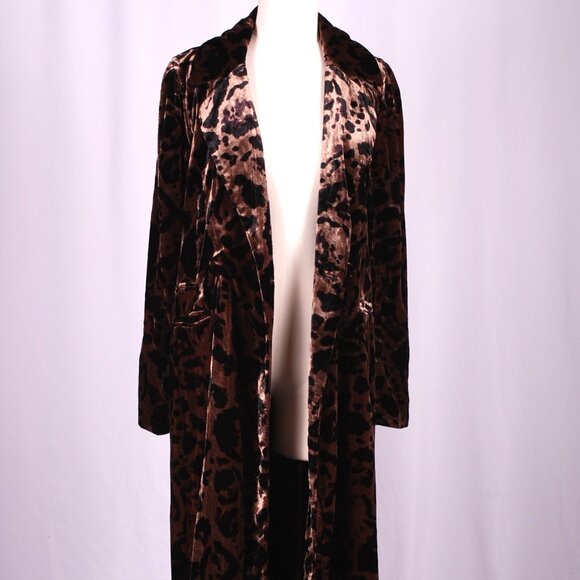Free People Elegant Brown Leopard Print Long Coat - Picture 5 of 9